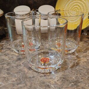 Set of Three Jim Beam Rocks Tumbler Glasses w Ribbon Logo Bottom